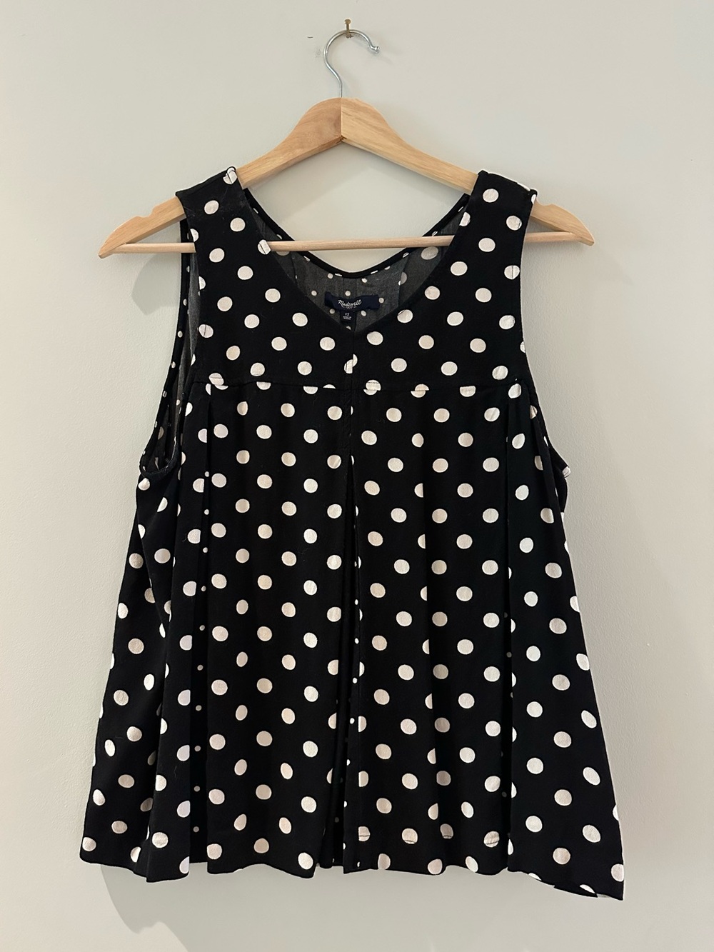 Madewell Polka Dot Sleeveless Blouse - Black/White Sz 12